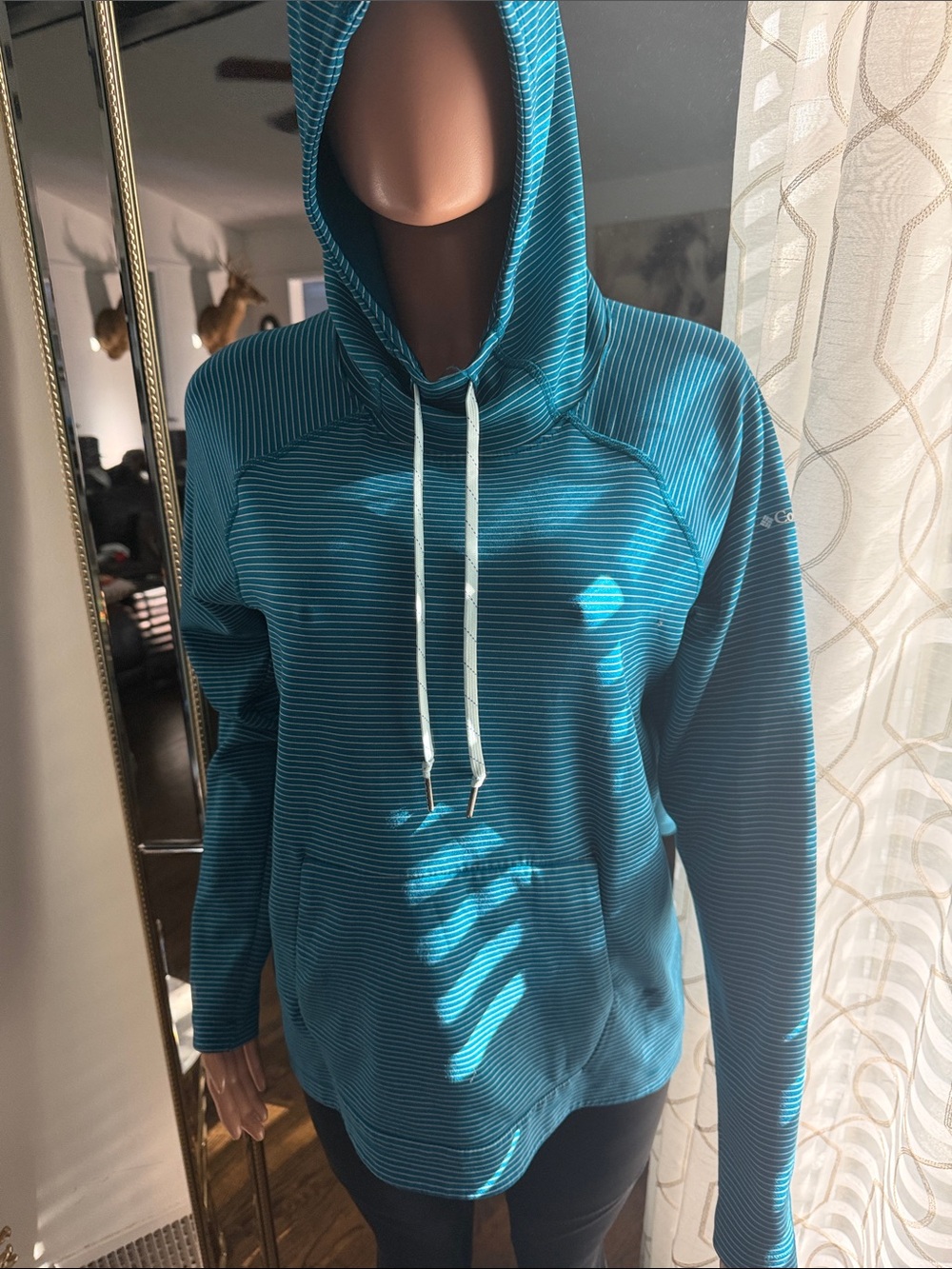 Columbia Women's Teal Striped Hooded Swim Coverup